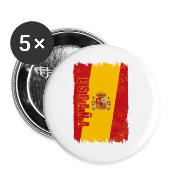 Spanien Flagge - Buttons groß 56 mm (5er Pack) - Weiß - Vorne