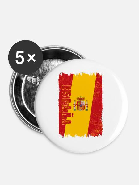 Spanien Flagge - Buttons groß 56 mm (5er Pack) - Weiß