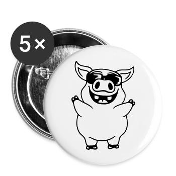 Cool Sunglasses Pig Comic - Buttons large 2.2''/56 mm (5-pack) - white - Front