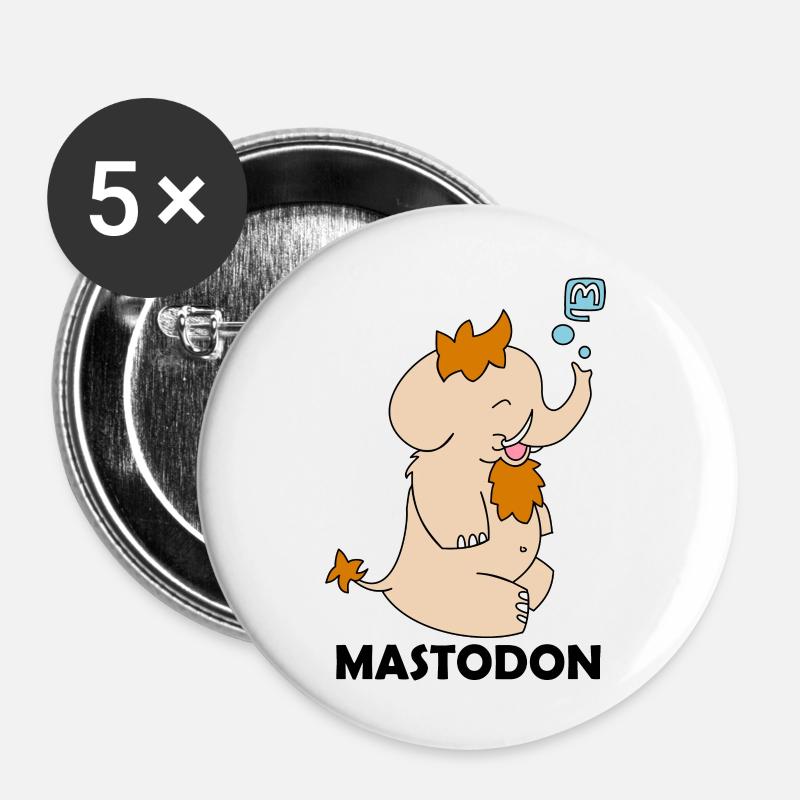 Mastodon Fediverse dark - Buttons large 2.2''/56 mm (5-pack) - white
