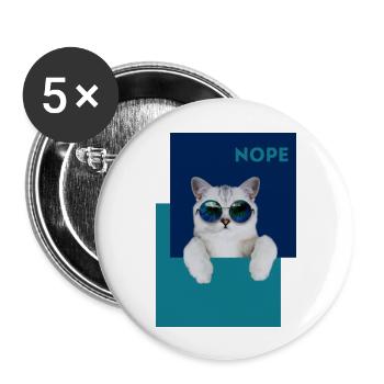 Katze Nope - Buttons groß 56 mm (5er Pack) - Weiß - Vorne