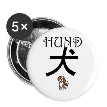 Japanisch für HUND - Buttons groß 56 mm (5er Pack) - Weiß - Vorne