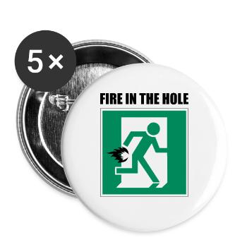 Fire in teh Hole - Buttons large 2.2''/56 mm (5-pack) - white - Front
