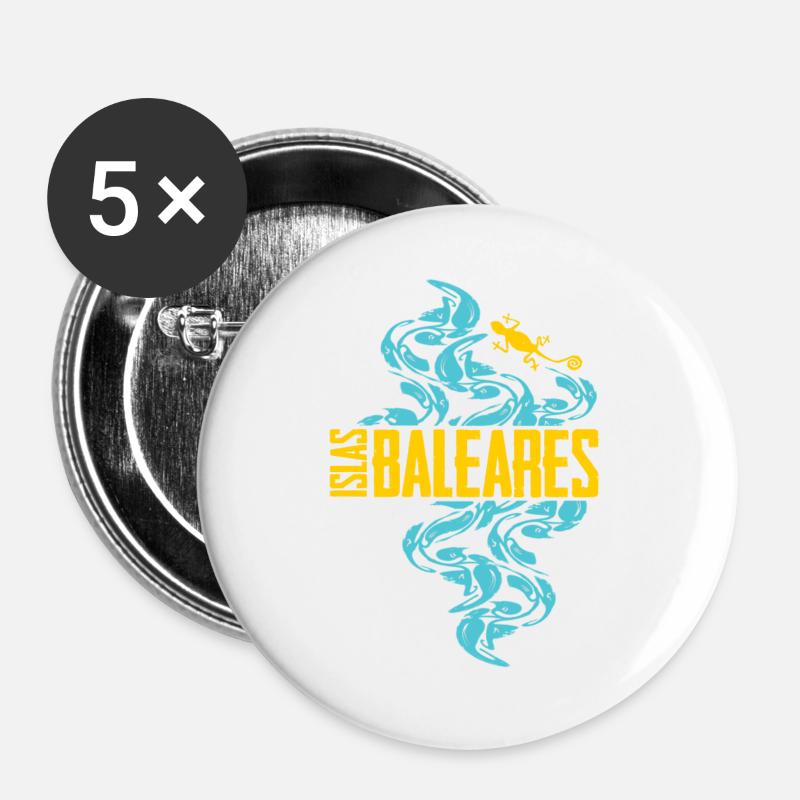 Balearic Islands Waves Pattern - Buttons large 2.2''/56 mm (5-pack) - white