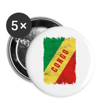 Kongo Flagge - Buttons groß 56 mm (5er Pack) - Weiß - Vorne