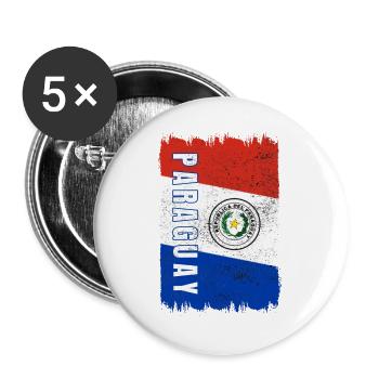 drapeau du Paraguay - Lot de 5 grands badges (56 mm) - blanc - Devant