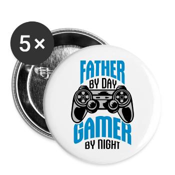 Père de jour Gamer - Lot de 5 grands badges (56 mm) - blanc - Devant