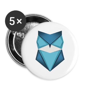 Blaue Eule Origami Kunst - Buttons groß 56 mm (5er Pack) - Weiß - Vorne