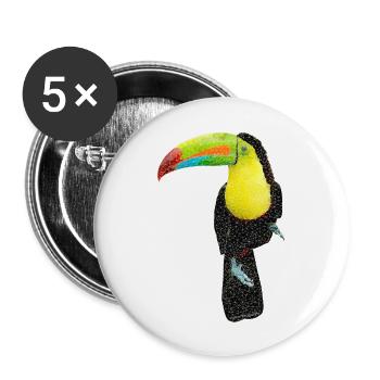 Bird ~ the Toucan - Buttons large 2.2''/56 mm (5-pack) - white - Front