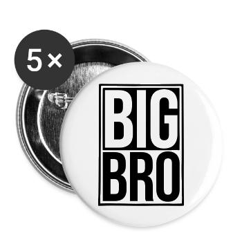 Big Bro Schild Logo - Buttons groß 56 mm (5er Pack) - Weiß - Vorne