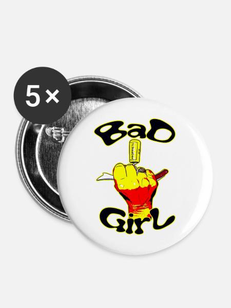 Das böse Mädchen - Buttons groß 56 mm (5er Pack) - Weiß