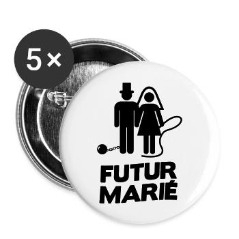 Evg futur marié pour un Enterrement Vie de Garçon - Lot de 5 grands badges (56 mm) - blanc - Devant