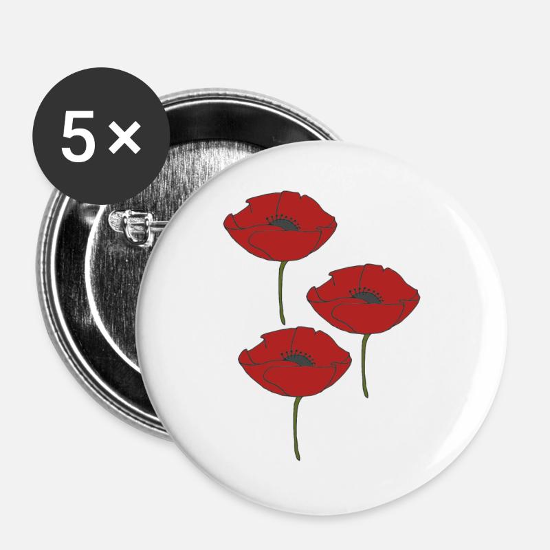 poppies - Buttons large 2.2''/56 mm (5-pack) - white
