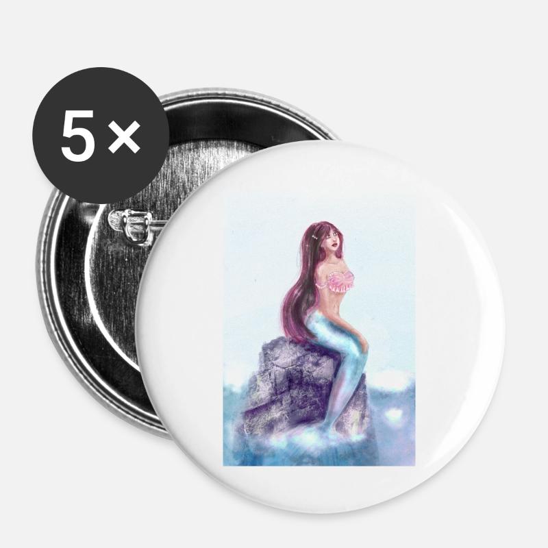 Mermaid - Buttons large 2.2''/56 mm (5-pack) - white