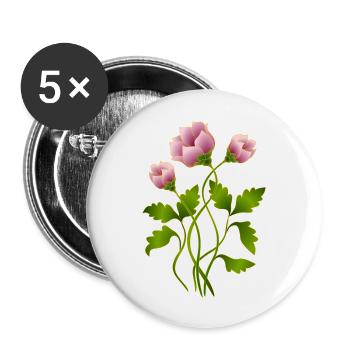 Fleur - Lot de 5 grands badges (56 mm) - blanc - Devant