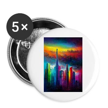 In der Stadt der Farben - Buttons groß 56 mm (5er Pack) - Weiß - Vorne