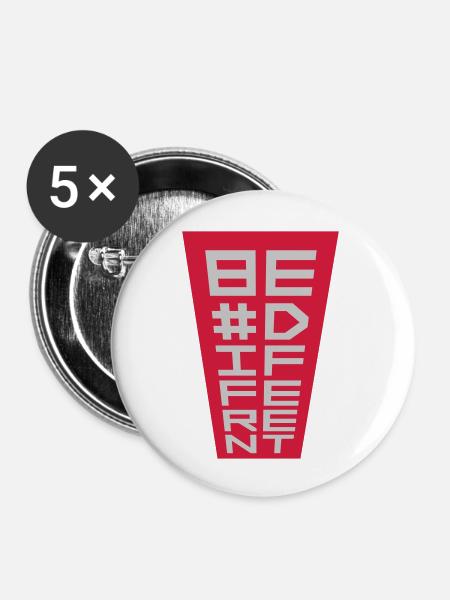 Be different Logo Design - Buttons groß 56 mm (5er Pack) - Weiß