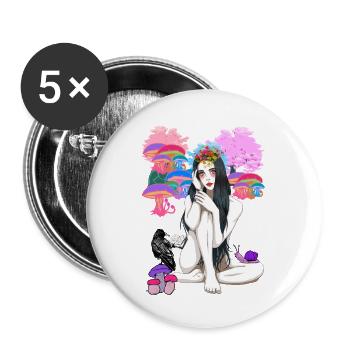 Nature Magic Magie Occulte Spiritual Fantasy Forest - Lot de 5 grands badges (56 mm) - blanc - Devant