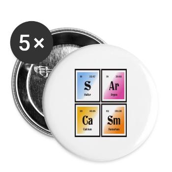 Sarcasme | Tableau périodique des éléments - Lot de 5 grands badges (56 mm) - blanc - Devant