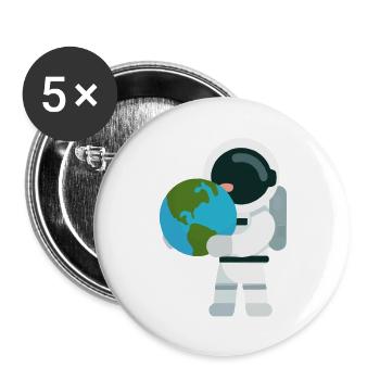 Astronaut with globe gift for astronauts - Buttons large 2.2''/56 mm (5-pack) - white - Front