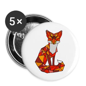 Mosaikfuchs im Flammenstil - Buttons groß 56 mm (5er Pack) - Weiß - Vorne