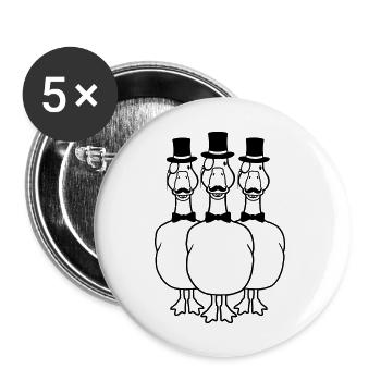 Herren 3 Monokel Gänse - Buttons groß 56 mm (5er Pack) - Weiß - Vorne