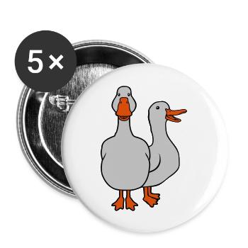 2 jolies équipes d’oies - Lot de 5 grands badges (56 mm) - blanc - Devant