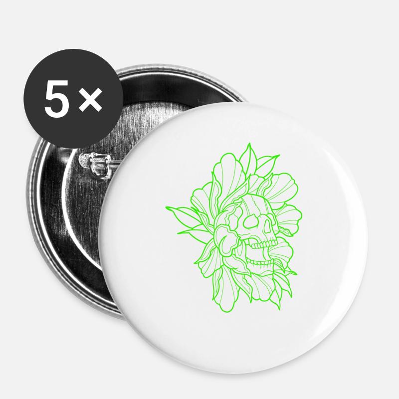 Skull - Buttons large 2.2''/56 mm (5-pack) - white