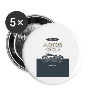 classic ride is life - Buttons groß 56 mm (5er Pack) - Weiß - Vorne