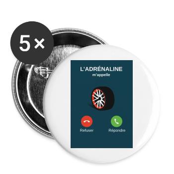 l'adrénaline m'appelle - Lot de 5 grands badges (56 mm) - blanc - Devant
