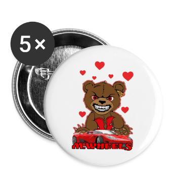 Ourson by M.Wheels - Lot de 5 grands badges (56 mm) - blanc - Devant