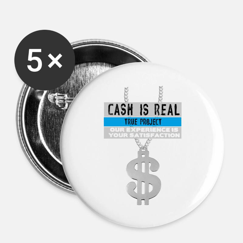 Dollar Silver - Buttons large 2.2''/56 mm (5-pack) - white