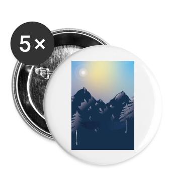 Berge mit See - Buttons groß 56 mm (5er Pack) - Weiß - Vorne