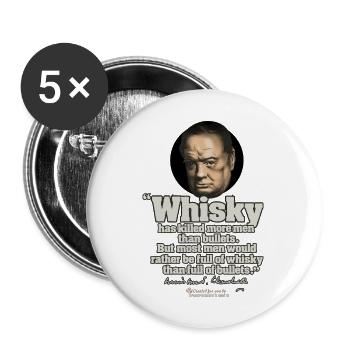 Citation de Whisky par Winston Churchill - Lot de 5 grands badges (56 mm) - blanc - Devant