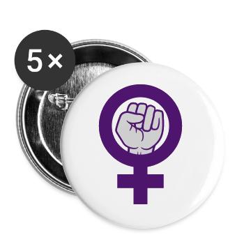 Symbole féministe Droits des femmes Faust - Lot de 5 grands badges (56 mm) - blanc - Devant