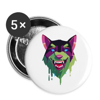 Abstaktischer Wolf, Wolf - Buttons groß 56 mm (5er Pack) - Weiß - Vorne