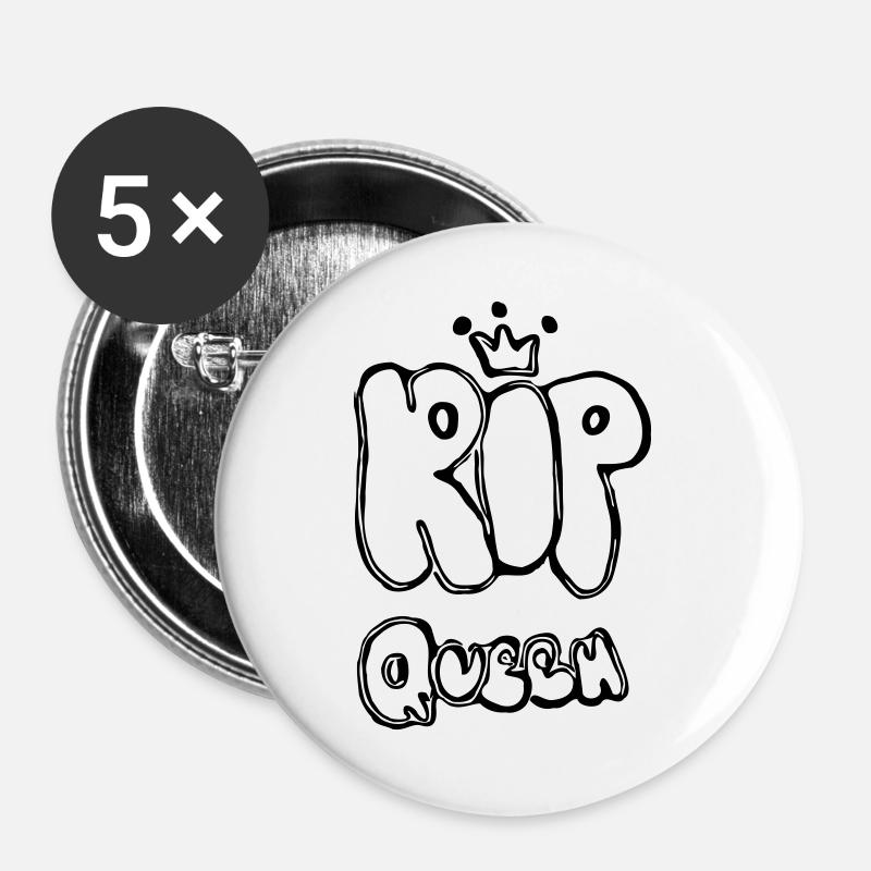 RIP Queen - Buttons groß 56 mm (5er Pack) - Weiß