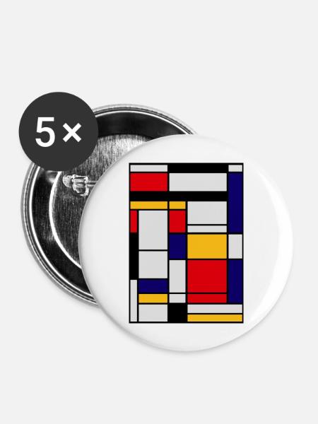 Abstrakte Malerei - Buttons groß 56 mm (5er Pack) - Weiß
