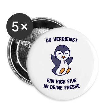 Vogel Tier Humorvoll Pinguin Statement Arktis - Buttons groß 56 mm (5er Pack) - Weiß - Vorne