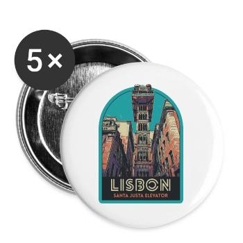 Lisbonne, belle ville Portugal ascenceur Sta Justa - Lot de 5 grands badges (56 mm) - blanc - Devant