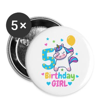 5th birthday unicorn - Buttons large 2.2''/56 mm (5-pack) - white - Front