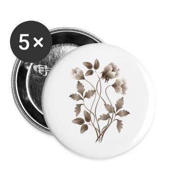 Fleur - Lot de 5 grands badges (56 mm) - blanc - Devant
