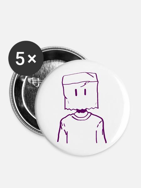 Box-Gesicht - Buttons groß 56 mm (5er Pack) - Weiß