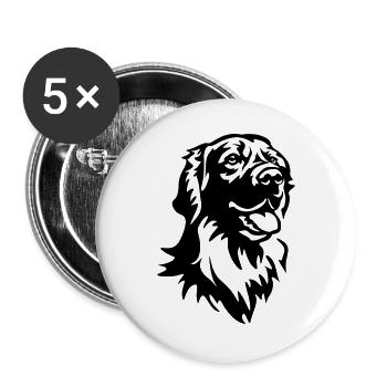 Tête de Hovawart - Lot de 5 grands badges (56 mm) - blanc - Devant