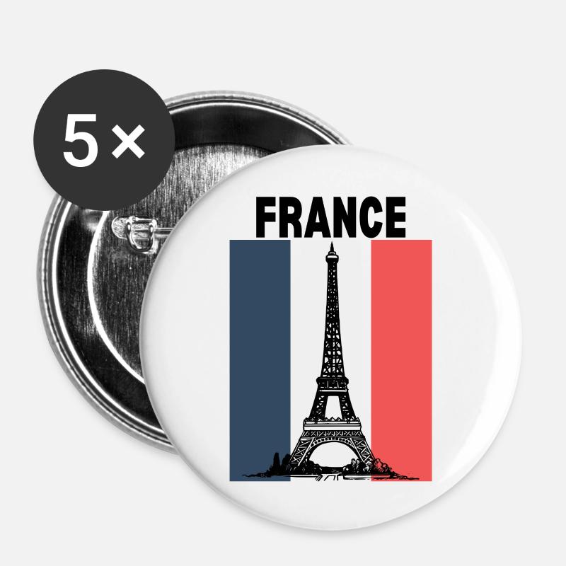 France- Eiffel Tower - Buttons large 2.2''/56 mm (5-pack) - white