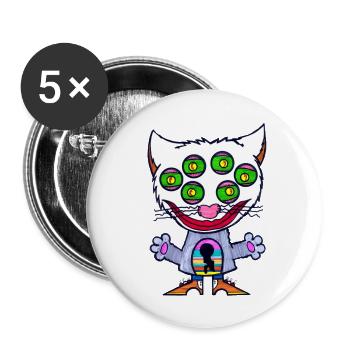 Schloss Katzen Augen - Buttons groß 56 mm (5er Pack) - Weiß - Vorne