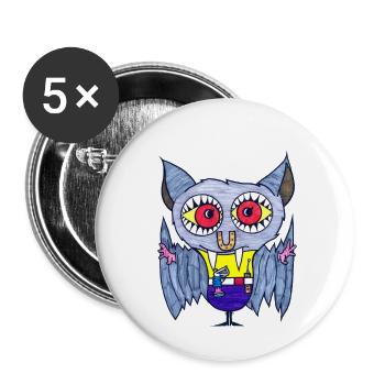 Hufeisen Fledermaus - Buttons groß 56 mm (5er Pack) - Weiß - Vorne