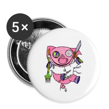 Durch Schwein - Buttons groß 56 mm (5er Pack) - Weiß - Vorne