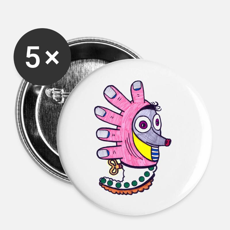 Finger Igel - Buttons groß 56 mm (5er Pack) - Weiß