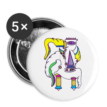 Einhorn Gockel - Buttons groß 56 mm (5er Pack) - Weiß - Vorne